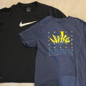 Nike Kids Graphic Tee Set in Black and Navy with Yellow Accents